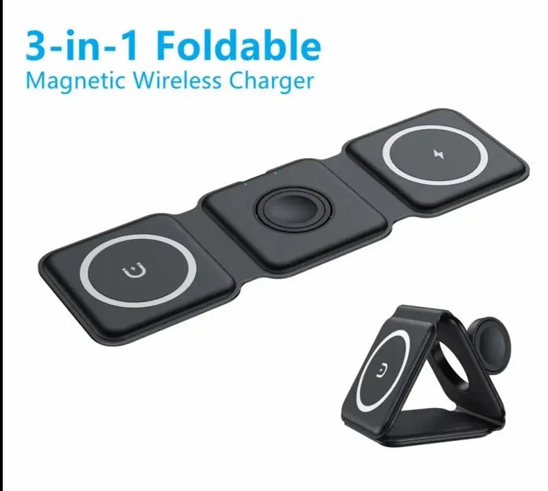 Fast 15W Magnetic Wireless Charger for iPhone 14 13 Pro Max 3 in 1 Wireless Charger Portable for Apple Watch/AirPods 3in1 Stand Pinnacle Luxuries