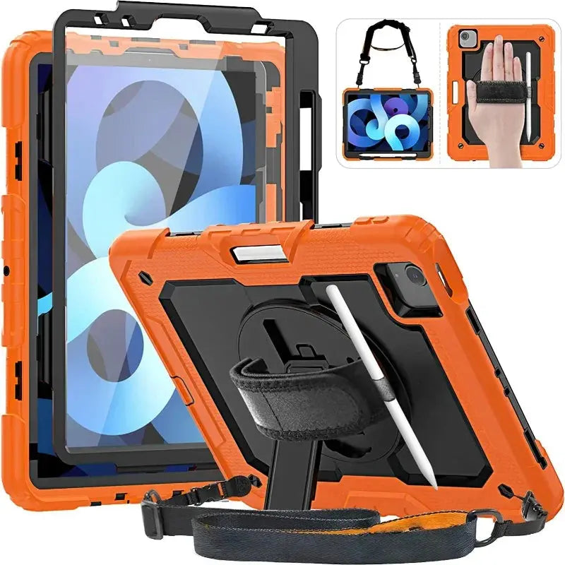 Kickstand Shockproof Case For iPad Air 4 Air 5 10.9 2022 10th Generation Pencil Holder Cover+PET Screen Protector+Shoulder Strap Pinnacle Luxuries