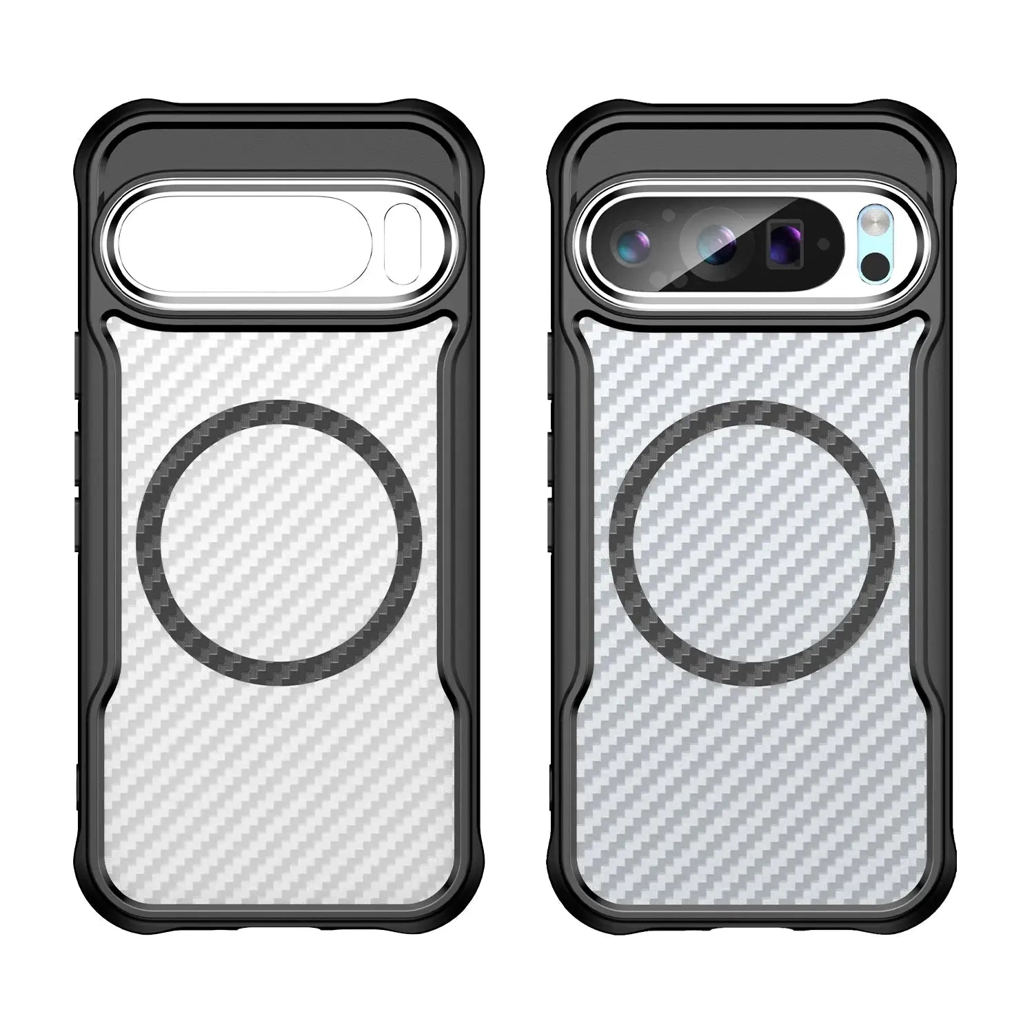 Magnetic Frosted Carbon Fiber Pattern TPU+PC Case For Google Pixel 9 Pro XL Pixel9 Pro XL 5G ShockProof Alloy Lens Phone Cover Pinnacle Luxuries