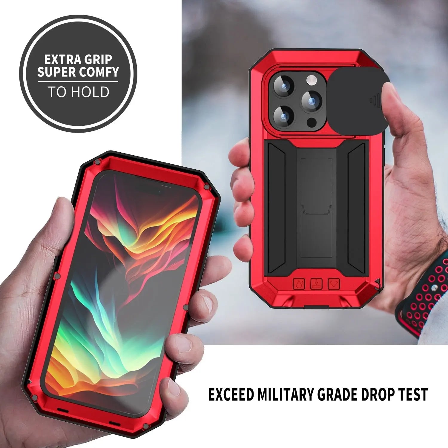 for iPhone 15 Pro Max iPhone 15 Plus Pro Military Grade Full-Body Rugged Built-in Kickstand Slide Camera Protective Cover Shell Pinnacle Luxuries