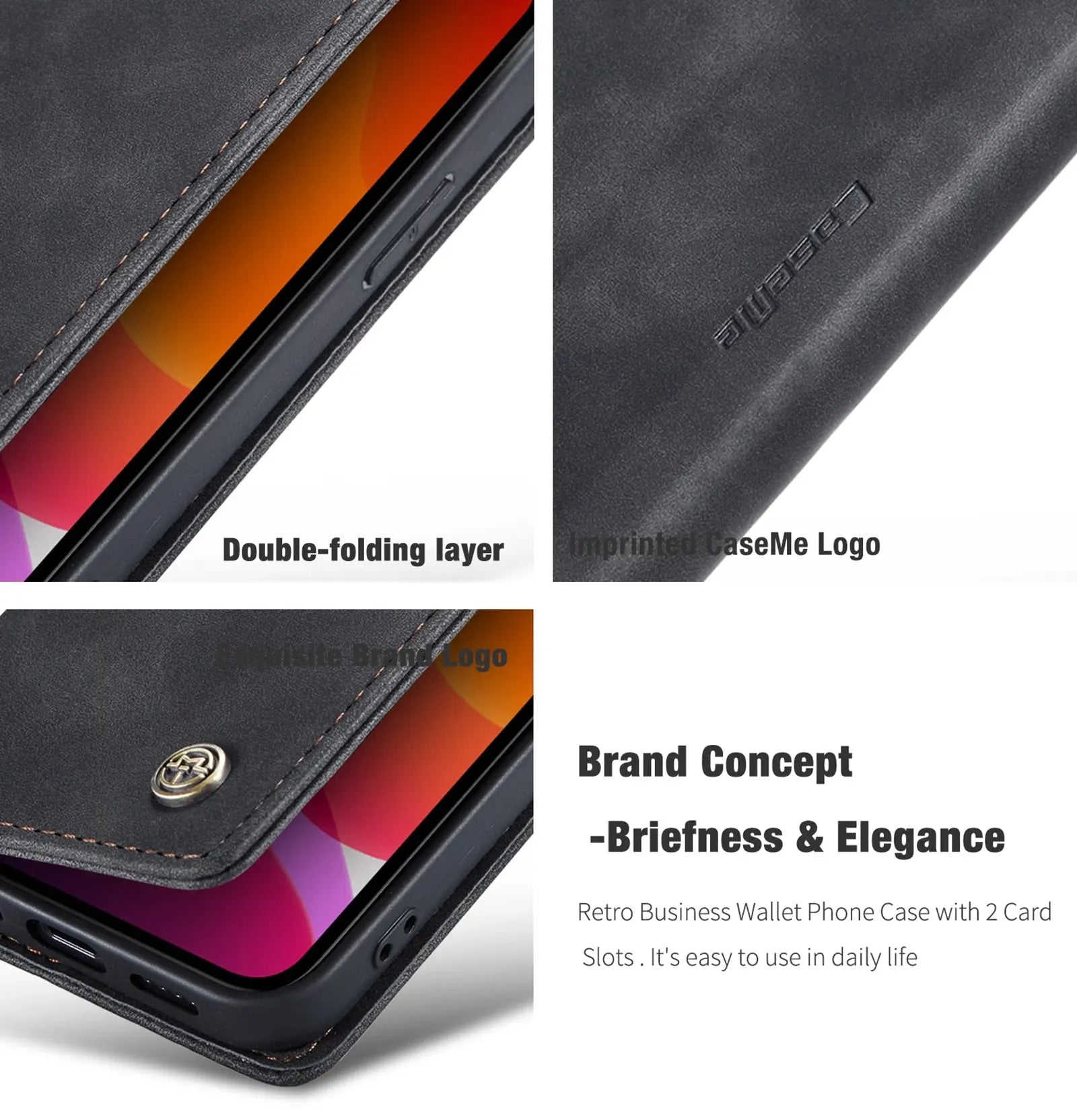 CaseMe Flip Case For iPhone 15 Pro Max iPhone 15 Plus Pro Retro Magnetic Card Leather Wallet Cover Pinnacle Luxuries