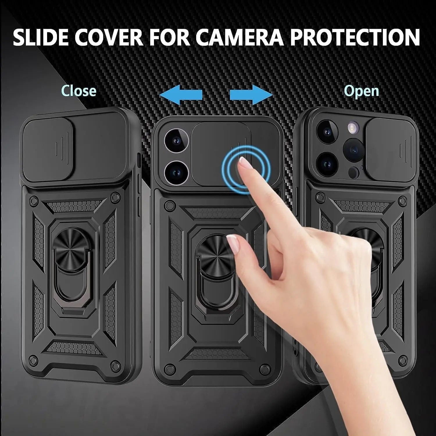 Case For iPhone 15 Pro Max 14 Pro 13 12 11 Pro Max XR XS Max 7 8 SE Slide Camera Magnetic Kickstand Armor Shockproof Phone Cover Pinnacle Luxuries