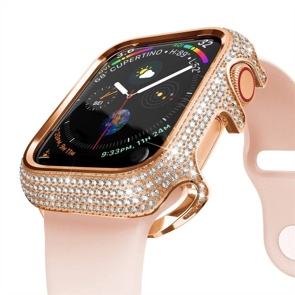 18 Karat Rose Gold Plated Screen Protector Case Bezel For Apple Watch SE Series 6 - Pinnacle Luxuries