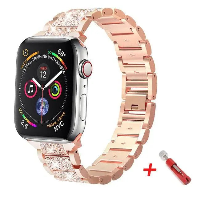 Apple Watch Diamond Pristine Stainless Steel Band With Case - Pinnacle Luxuries